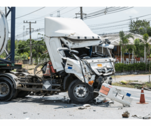 Truck accident on the road